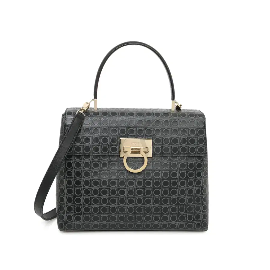 Salvatore Ferragamo◇ハンドバッグ_ガンチーニ/ブラック/AF-21 0290